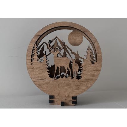 Li-Go 23592/DUB2 - Lampe décorative de table LED dimmable LED/12W/230V 20x22 cm chêne/Cerf et biche