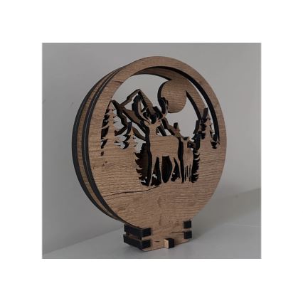 Li-Go 23592/DUB2 - Lampe décorative de table LED dimmable LED/12W/230V 20x22 cm chêne/Cerf et biche