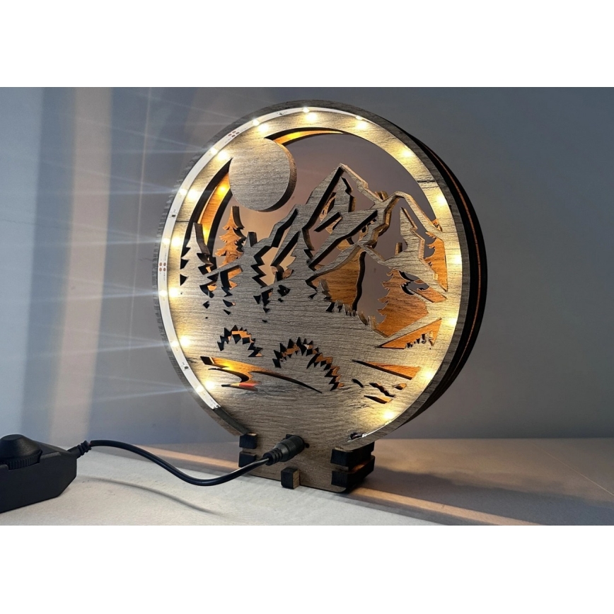 Li-Go 23592/DUB2 - Lampe décorative de table LED dimmable LED/12W/230V 20x22 cm chêne/Cerf et biche