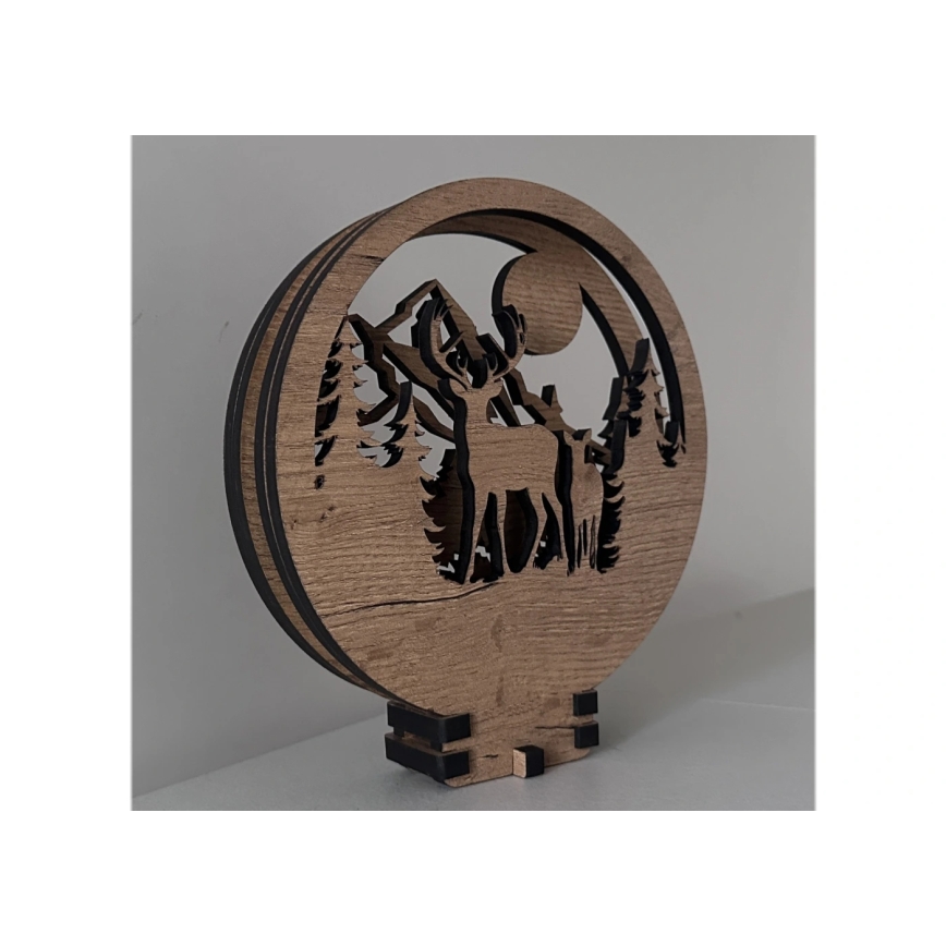 Li-Go 23592/DUB2 - Lampe décorative de table LED dimmable LED/12W/230V 20x22 cm chêne/cerf et biche