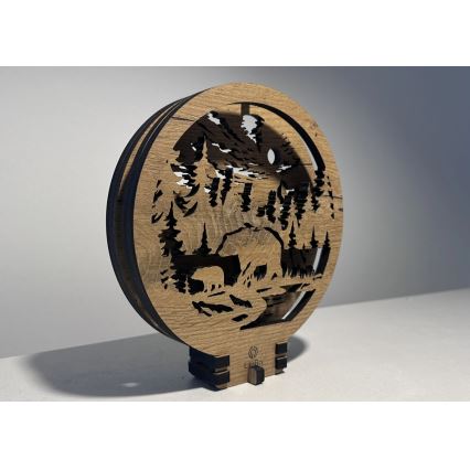 Li-Go 23595/DUB2 - Lampe de table décorative LED dimmable LED/12W/230V 20x22 cm chêne/ours