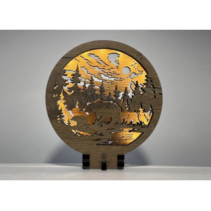 Li-Go 23595/DUB2 - Lampe décorative de table LED dimmable LED/12W/230V 20x22 cm chêne/ours