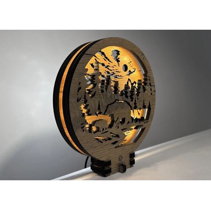 Li-Go 23595/DUB2 - Lampe décorative de table LED dimmable LED/12W/230V 20x22 cm chêne/ours