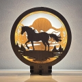 Li-Go 23598/DUB2 - Décoration de table LED dimmable LED/12W/230V 20x22 cm chêne/Cheval