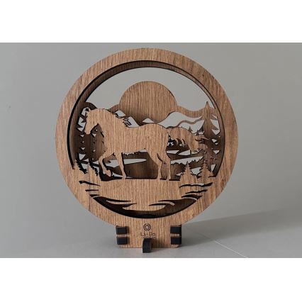 Li-Go 23598/DUB2 - Décoration de table LED dimmable LED/12W/230V 20x22 cm chêne/Cheval