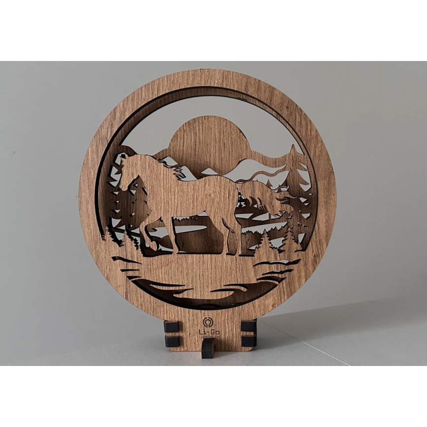 Li-Go 23598/DUB2 - Décoration de table LED dimmable LED/12W/230V 20x22 cm chêne/Cheval