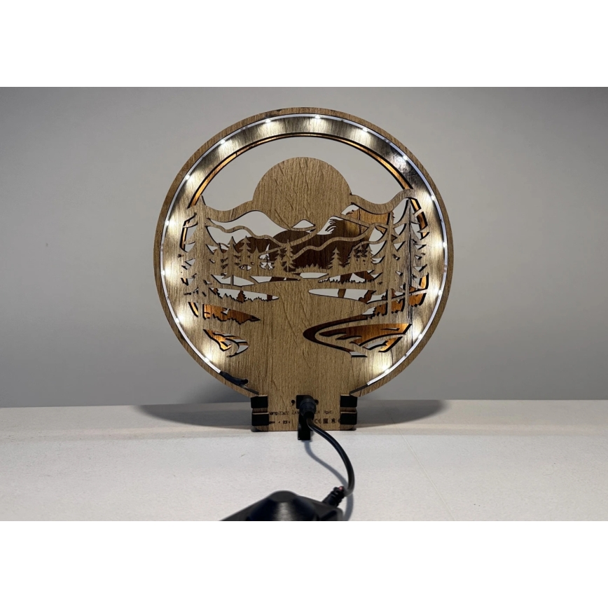 Li-Go 23598/DUB2 - Décoration de table LED dimmable LED/12W/230V 20x22 cm chêne/Cheval