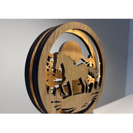 Li-Go 23598/DUB2 - Décoration de table LED dimmable LED/12W/230V 20x22 cm chêne/Cheval