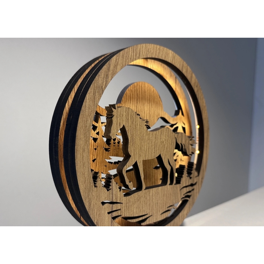 Li-Go 23598/DUB2 - Décoration de table LED dimmable LED/12W/230V 20x22 cm chêne/Cheval