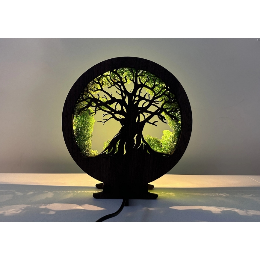 Li-Go 23604/DUB2 - Décoration de table LED dimmable LED/12W/230V 20x22 cm chêne/mousse et arbre