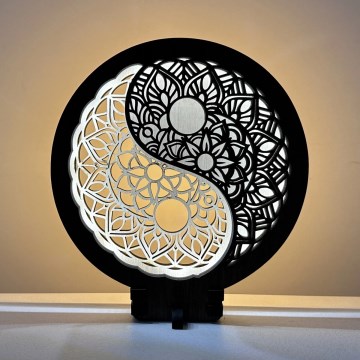 Li-Go 23607/O - Lampe de table décorative LED dimmable/12W/230V 20x22 cm noyer/Yin Yang