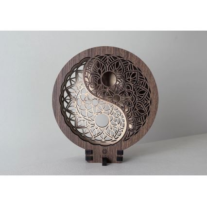 Li-Go 23607/O - Lampe de table décorative LED dimmable/12W/230V 20x22 cm noyer/Yin Yang