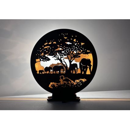 Li-Go 23610/DUB2 - Lampe décorative de table LED à intensité réglable LED/12W/230V 20x22 cm chêne/éléphants