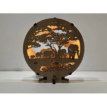 Li-Go 23610/DUB2 - Lampe décorative de table LED à intensité réglable LED/12W/230V 20x22 cm chêne/éléphants