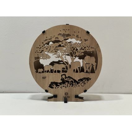 Li-Go 23610/DUB2 - Lampe décorative de table LED à intensité réglable LED/12W/230V 20x22 cm chêne/éléphants