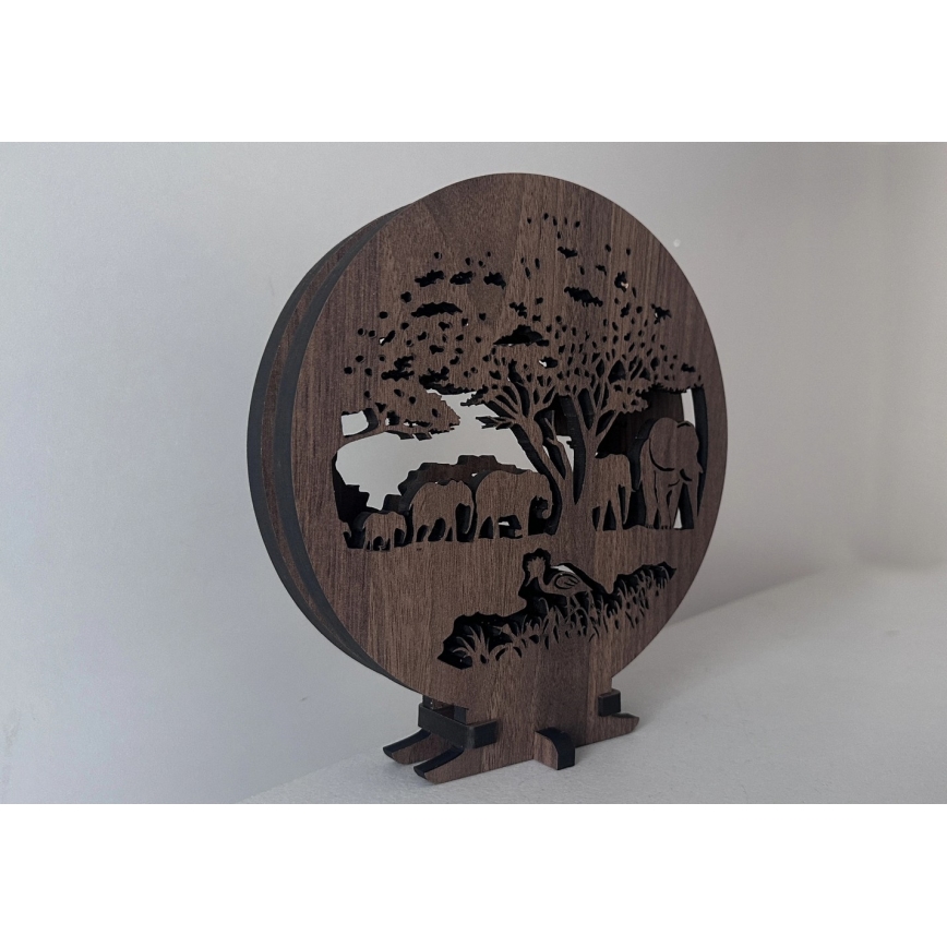 Li-Go 23610/DUB2 - Lampe décorative de table LED à intensité réglable LED/12W/230V 20x22 cm chêne/éléphants