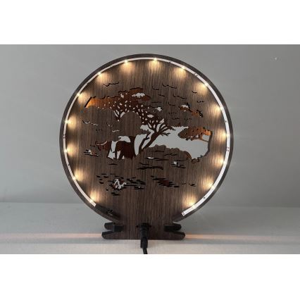 Li-Go 23610/DUB2 - Lampe décorative de table LED à intensité réglable LED/12W/230V 20x22 cm chêne/éléphants