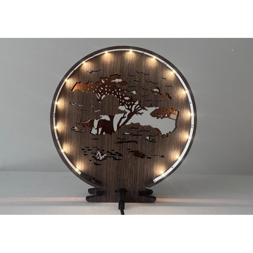 Li-Go 23610/DUB2 - Lampe décorative de table LED à intensité réglable LED/12W/230V 20x22 cm chêne/éléphants