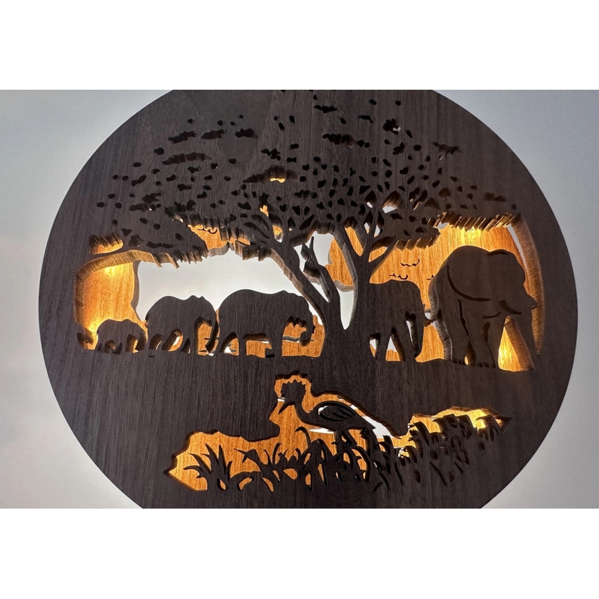 Li-Go 23610/DUB2 - Lampe décorative de table LED à intensité réglable LED/12W/230V 20x22 cm chêne/éléphants