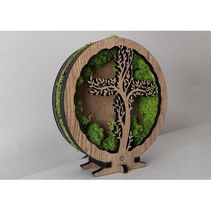 Li-Go 23622/DUB2 - Décoration de table LED à intensité variable LED/12W/230V 20x22 cm chêne/Croix dans la mousse