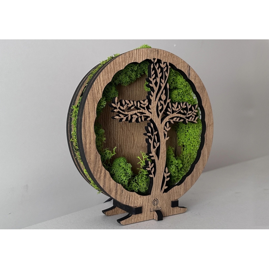 Li-Go 23622/DUB2 - Décoration de table LED à intensité variable LED/12W/230V 20x22 cm chêne/Croix dans la mousse