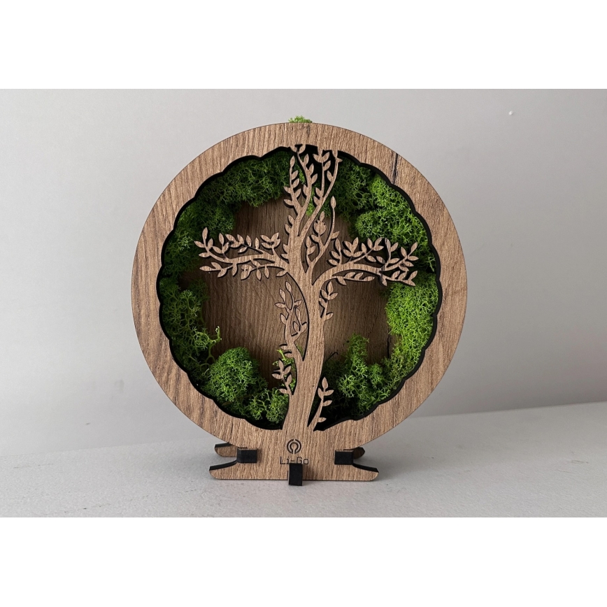 Li-Go 23622/DUB2 - Décoration de table LED à intensité variable LED/12W/230V 20x22 cm chêne/Croix dans la mousse