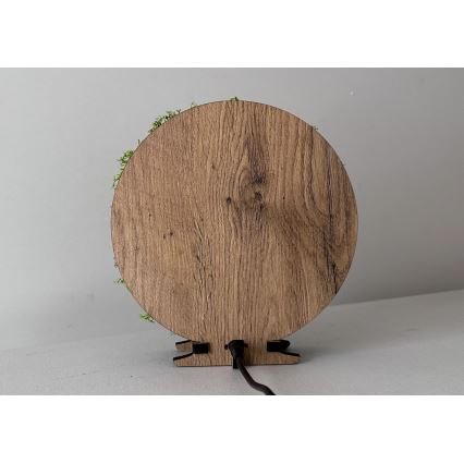 Li-Go 23622/DUB2 - Décoration de table LED dimmable LED/12W/230V 20x22 cm chêne/Croix ornée de mousse