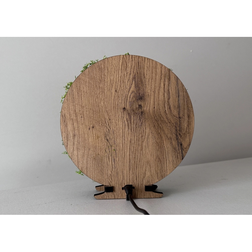 Li-Go 23622/DUB2 - Décoration de table LED dimmable LED/12W/230V 20x22 cm chêne/Croix ornée de mousse