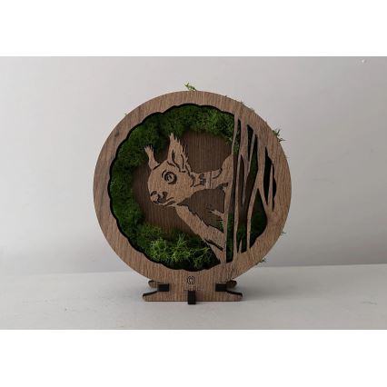 Li-Go 23625/DUB2 - Décoration de table LED dimmable LED/12W/230V 20x22 cm chêne/écureuil recouvert de mousse