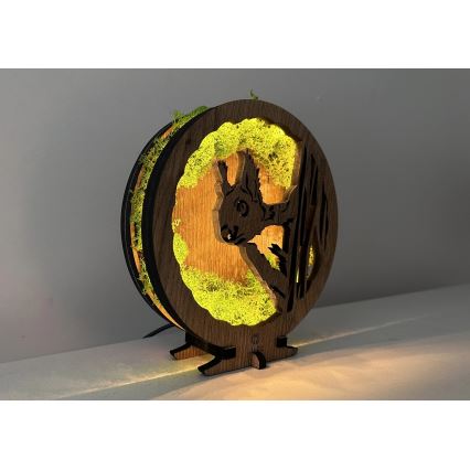 Li-Go 23625/DUB2 - Décoration de table dimmable à LED LED/12W/230V 20x22 cm chêne/écureuil en mousse