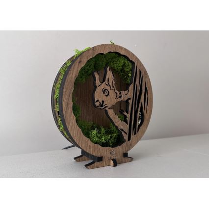 Li-Go 23625/DUB2 - Décoration de table dimmable à LED LED/12W/230V 20x22 cm chêne/écureuil en mousse