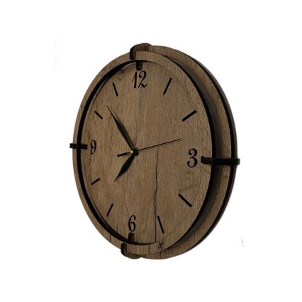 Li-Go 23628/DUB3 - Horloge murale LED/1xAA Ø 32 cm chêne clair/ronde