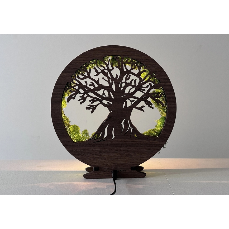 Li-Go 23631/DUB2 - Décoration de table LED dimmable LED/12W/230V 30x31 cm chêne/mousse et arbre