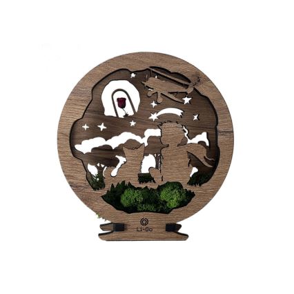 Li-Go 23634/DUB2 - Lampe de table décorative dimmable à LED LED/12W/230V 20x22 cm chêne/Le Petit Prince et sa rose