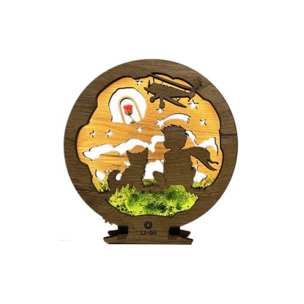 Li-Go 23634/DUB2 - Lampe de table décorative LED dimmable LED/12W/230V 20x22 cm chêne/Le Petit Prince et sa rose