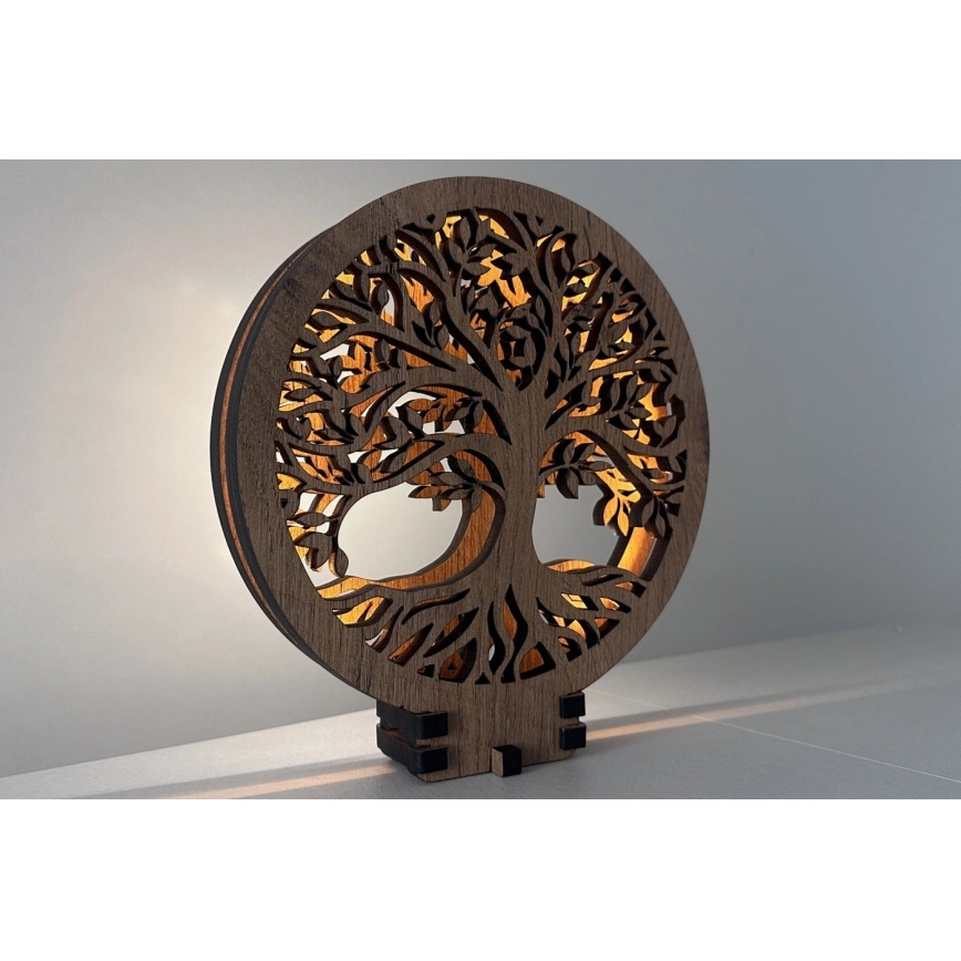 Li-Go 23648/DUB2 - Lampe décorative de table LED dimmable LED/12W/230V 30x31 cm chêne/Arbre de vie