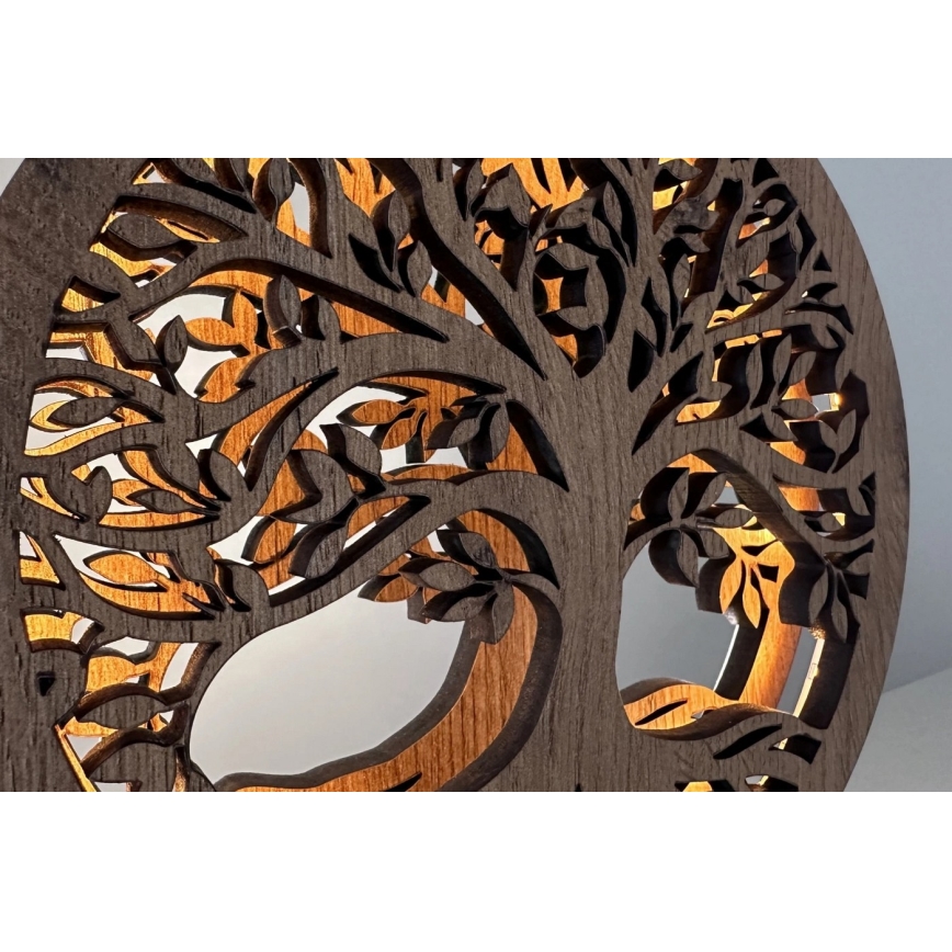 Li-Go 23648/DUB2 - Décoration de table LED à intensité réglable LED/12W/230V 30x31 cm chêne/Arbre de vie