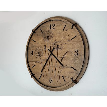 Li-Go 23682/DUB5 - Horloge murale en bois 1 pile AA Ø 32 cm chêne/Pissenlit