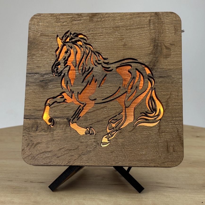 Li-Go 4070/DUB2 - Lampe décorative de table LED/12W/230V 19x19 cm chêne/cheval