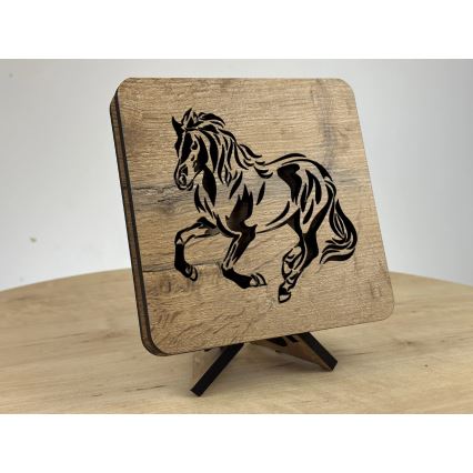 Li-Go 4070/DUB2 - Lampe décorative de table LED/12W/230V 19x19 cm chêne/cheval