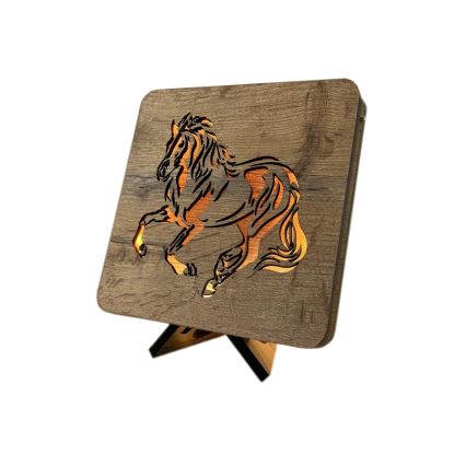 Li-Go 4070/DUB2 - Lampe décorative de table LED/12W/230V 19x19 cm chêne/cheval