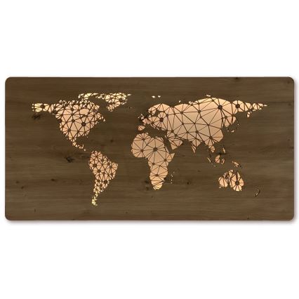 Li-Go 4457/A/4 - Décoration murale LED dimmable LED/10W/5V 30000 mAh 120x60 cm chêne/Carte du monde