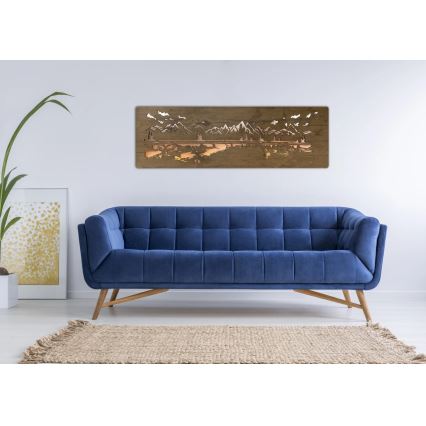 Li-Go 4778/A/4 - Décoration murale LED à intensité réglable LED/10W/5V 30000 mAh 120x40 cm chêne/Lac