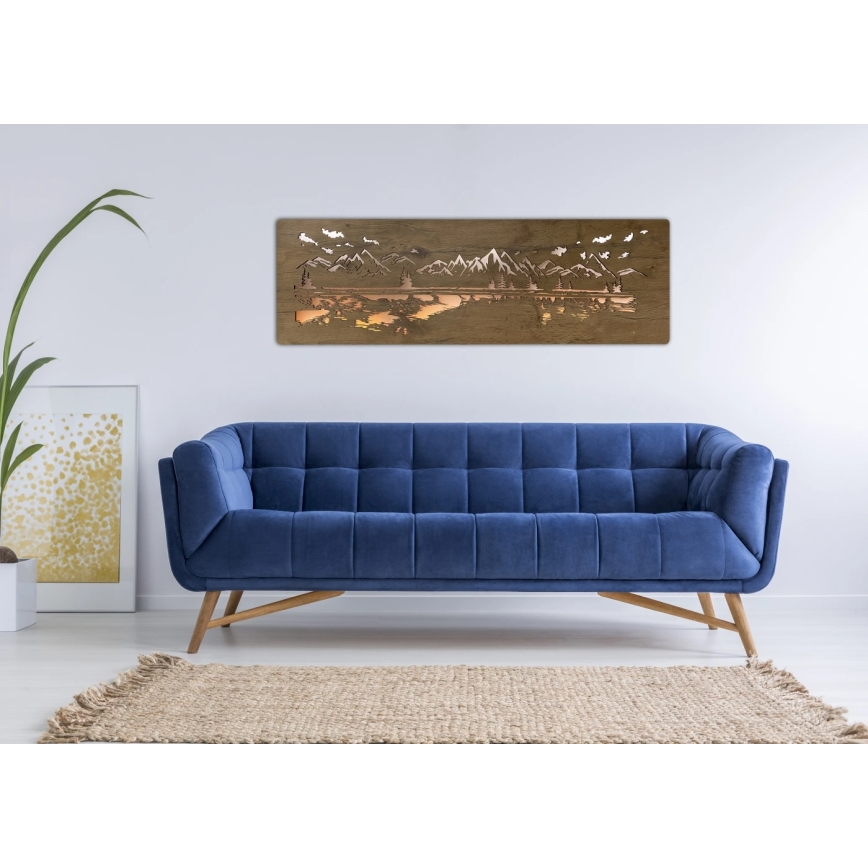 Li-Go 4778/A/4 - Décoration murale LED à intensité réglable LED/10W/5V 30000 mAh 120x40 cm chêne/Lac