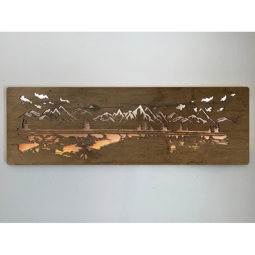 Li-Go 4778/A/4 - Décoration murale LED à intensité réglable LED/10W/5V 30000 mAh 120x40 cm chêne/Lac