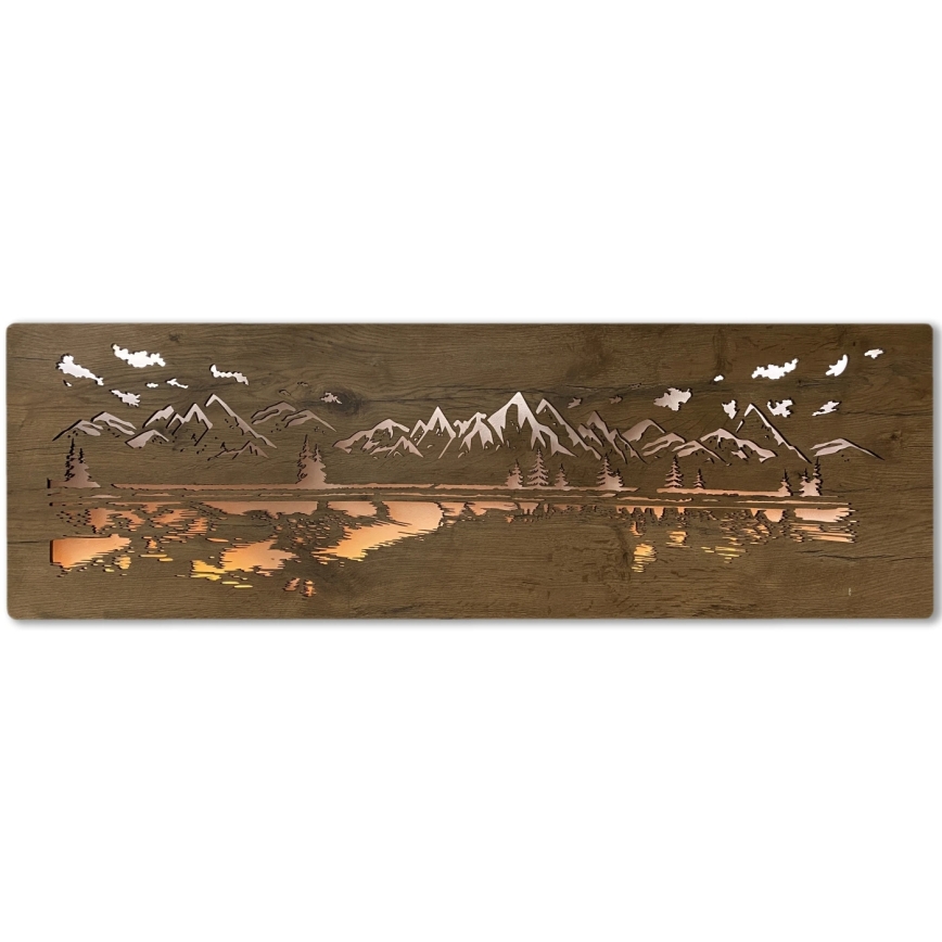 Li-Go 4778/A/4 - Décoration murale LED à intensité réglable LED/10W/5V 30000 mAh 120x40 cm chêne/Lac