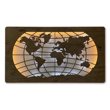 Li-Go 4868/DUB2 - décoration murale LED dimmable LED/24W/230V 110x60 cm chêne/Carte du monde — parallèles