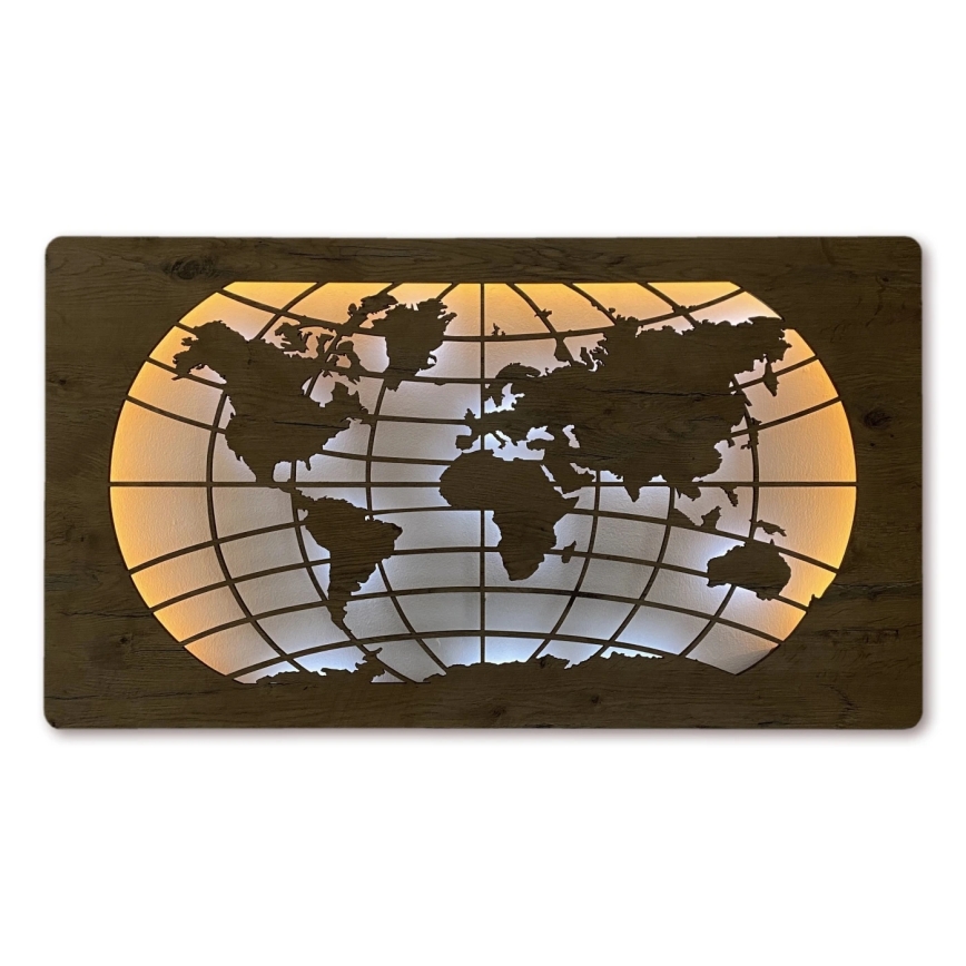 Li-Go 4868/DUB2 - décoration murale LED dimmable LED/24W/230V 110x60 cm chêne/Carte du monde — parallèles