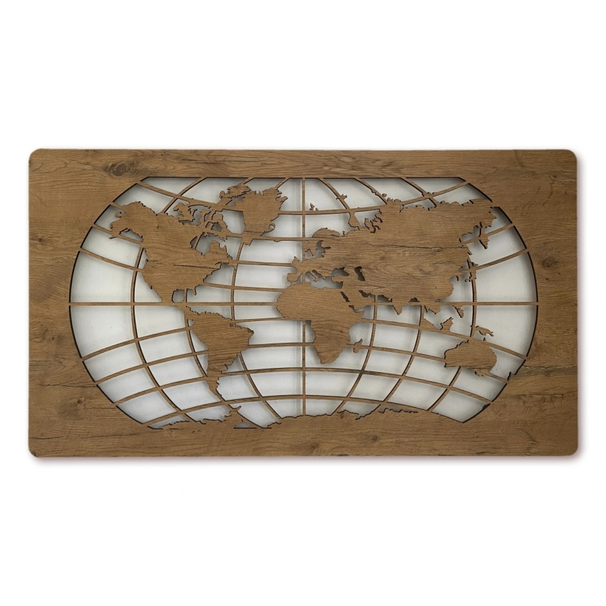 Li-Go 4868/DUB2 - décoration murale LED dimmable LED/24W/230V 110x60 cm chêne/Carte du monde — parallèles