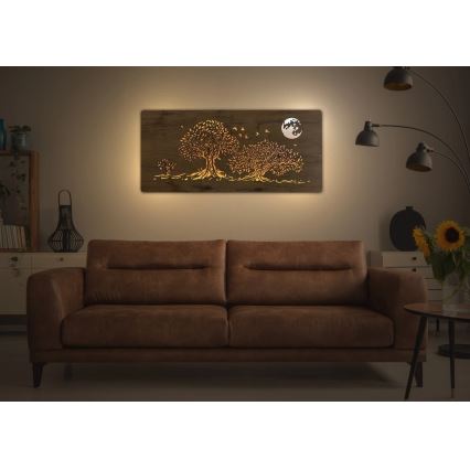 Li-Go 5042/DUB2 - Décoration murale LED dimmable LED/24W/230V 110x50 cm chêne/Trois chênes et la lune